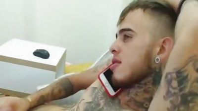 lad With Tattoos Masturbates With A Fleshlight, Amateur, Handjob, Solo