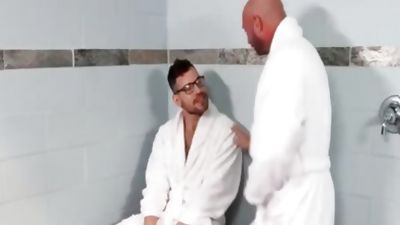 Bald Daddy And curly dude plow Each Other In SPA, Cumshot, Hairy, Bears