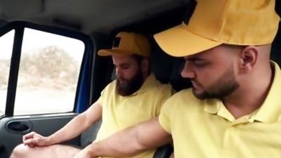 Jerry & tattooed Jerome blowjob cum sex scene, Ass, Brunette, Deepthroat, Bromo