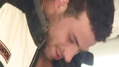 Three young guys pounding In A Car, Outdoor, Teen, Threesome